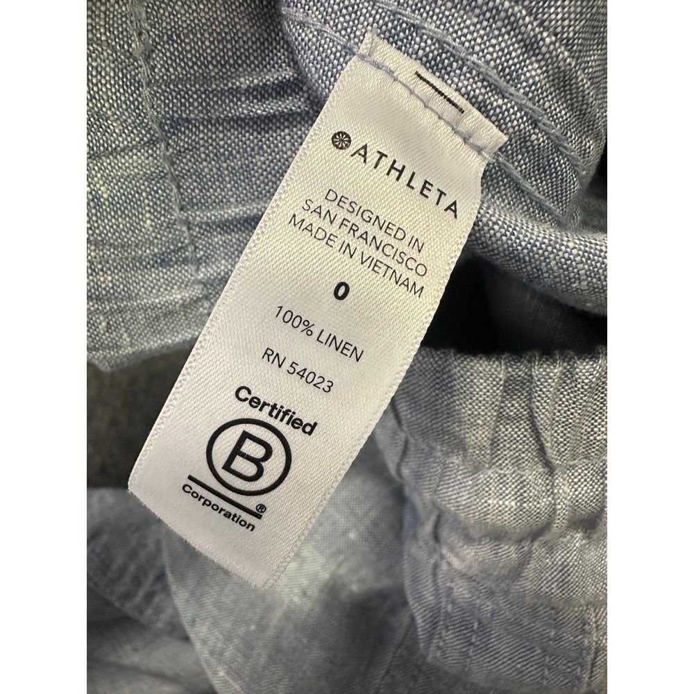 Athleta CABO Linen Jogger Pants Chambray Blue Resort Beach Zip Pockets Size 0 - Picture 9 of 14